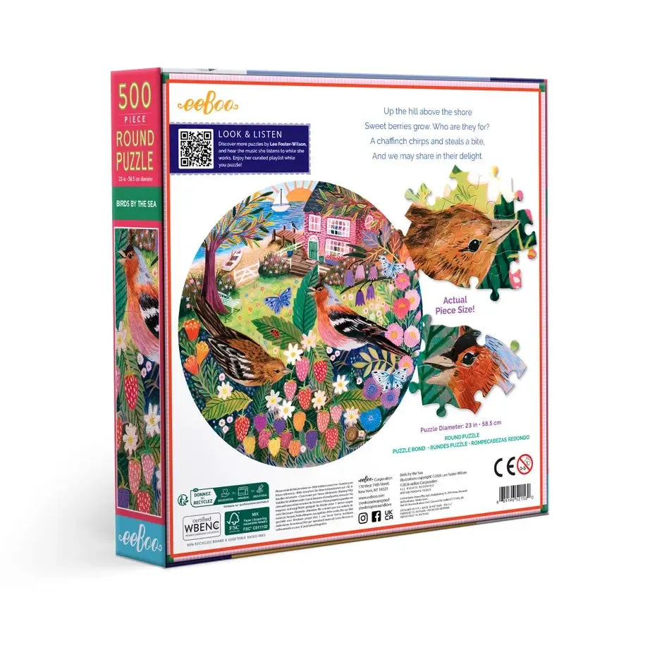 Birds by the Sea 500 Piece Round Jigsaw Puzzle eeBoo (ONLINE ORDER ONLY)