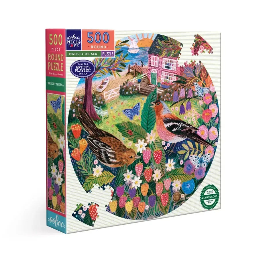 Birds by the Sea 500 Piece Round Jigsaw Puzzle eeBoo (ONLINE ORDER ONLY)