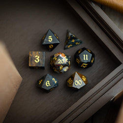Black Gemstone Eagle Eye Hand Carved DND Dice Set (ONLINE ORDER ONLY)