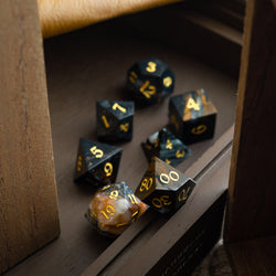 Black Gemstone Eagle Eye Hand Carved DND Dice Set (ONLINE ORDER ONLY)