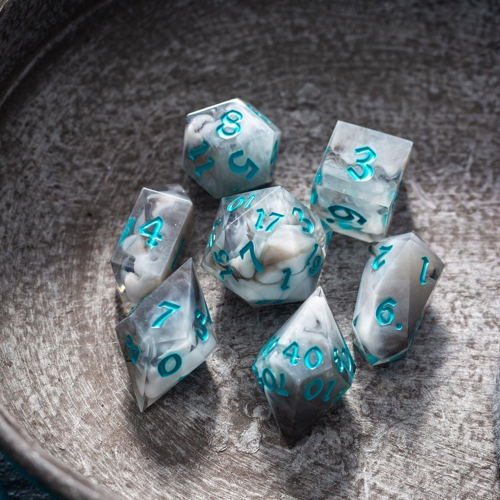 Blue Cloud Handmade Resin DND Dice Set (ONLINE ORDER ONLY)