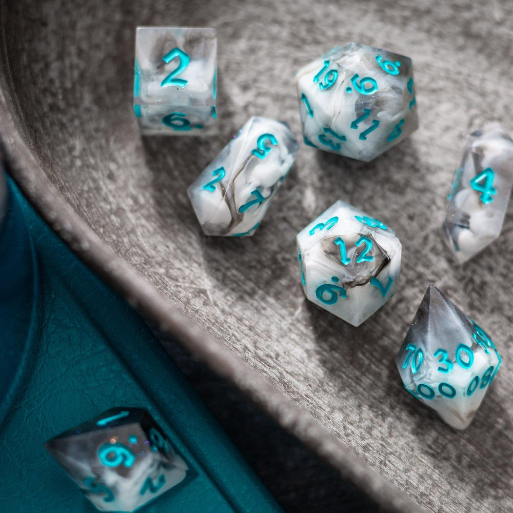Blue Cloud Handmade Resin DND Dice Set (ONLINE ORDER ONLY)