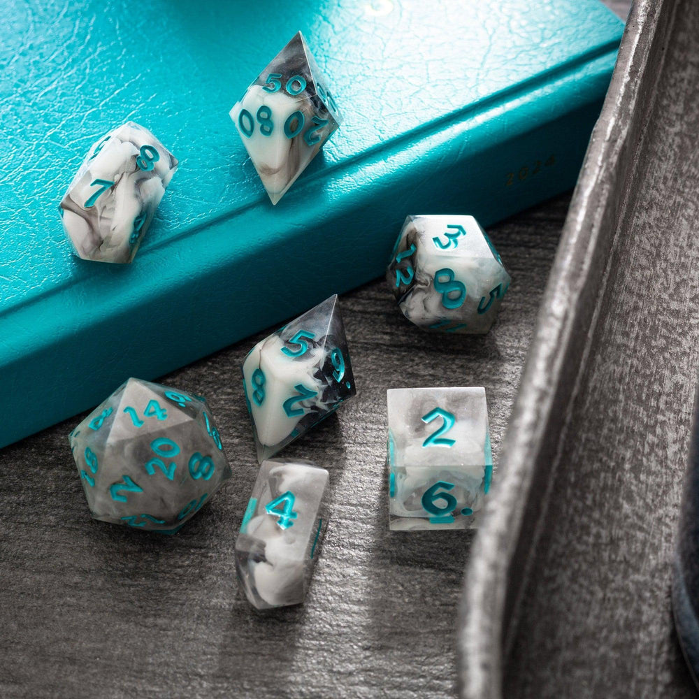 Blue Cloud Handmade Resin DND Dice Set (ONLINE ORDER ONLY)
