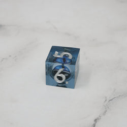 Blue Slaadi's Eye - 7 Piece Moving Eye DnD Dice Set | Acrylic RPG Gaming Dice (ONLINE ORDER ONLY)