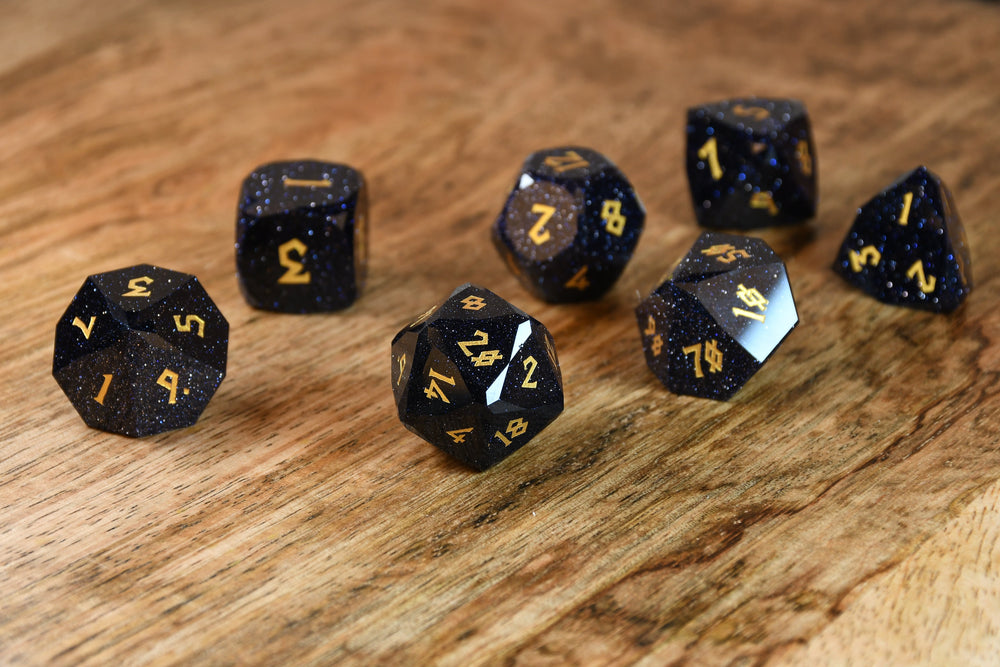 Pre-Order || Blue Sandstone Multifaceted Stone Dice Set