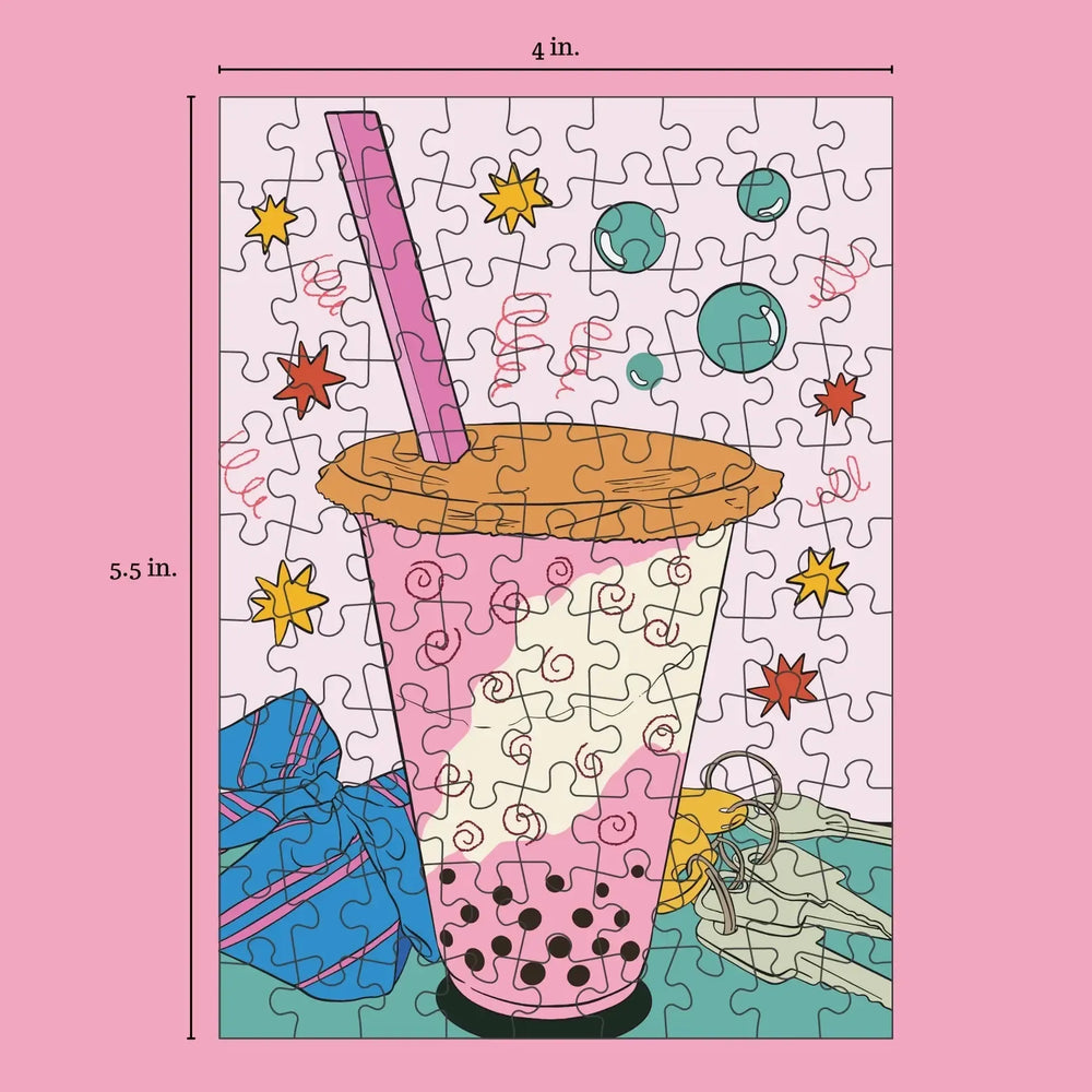 Boba Tea 99 Piece Mini Jigsaw Puzzle Puzzledly (ONLINE ORDER ONLY)
