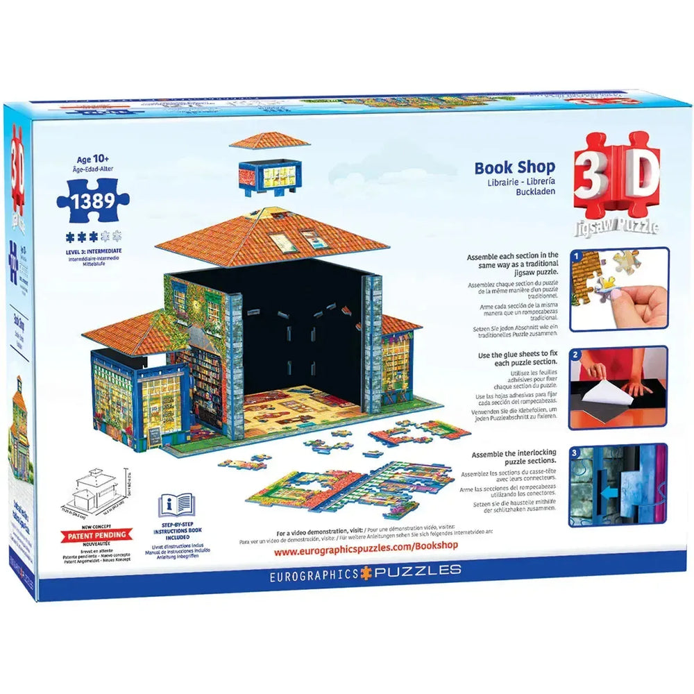 Bookshop 1389 Piece 3D Jigsaw Puzzle Eurographics (ONLINE ORDER ONLY)