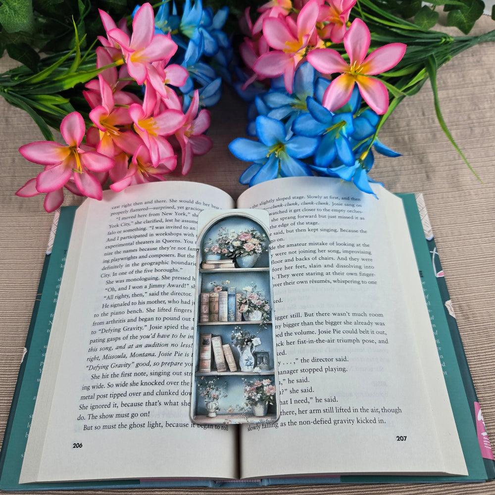 Flowers and Books on Bookshelf Bookmark (ONLINE ORDER ONLY)