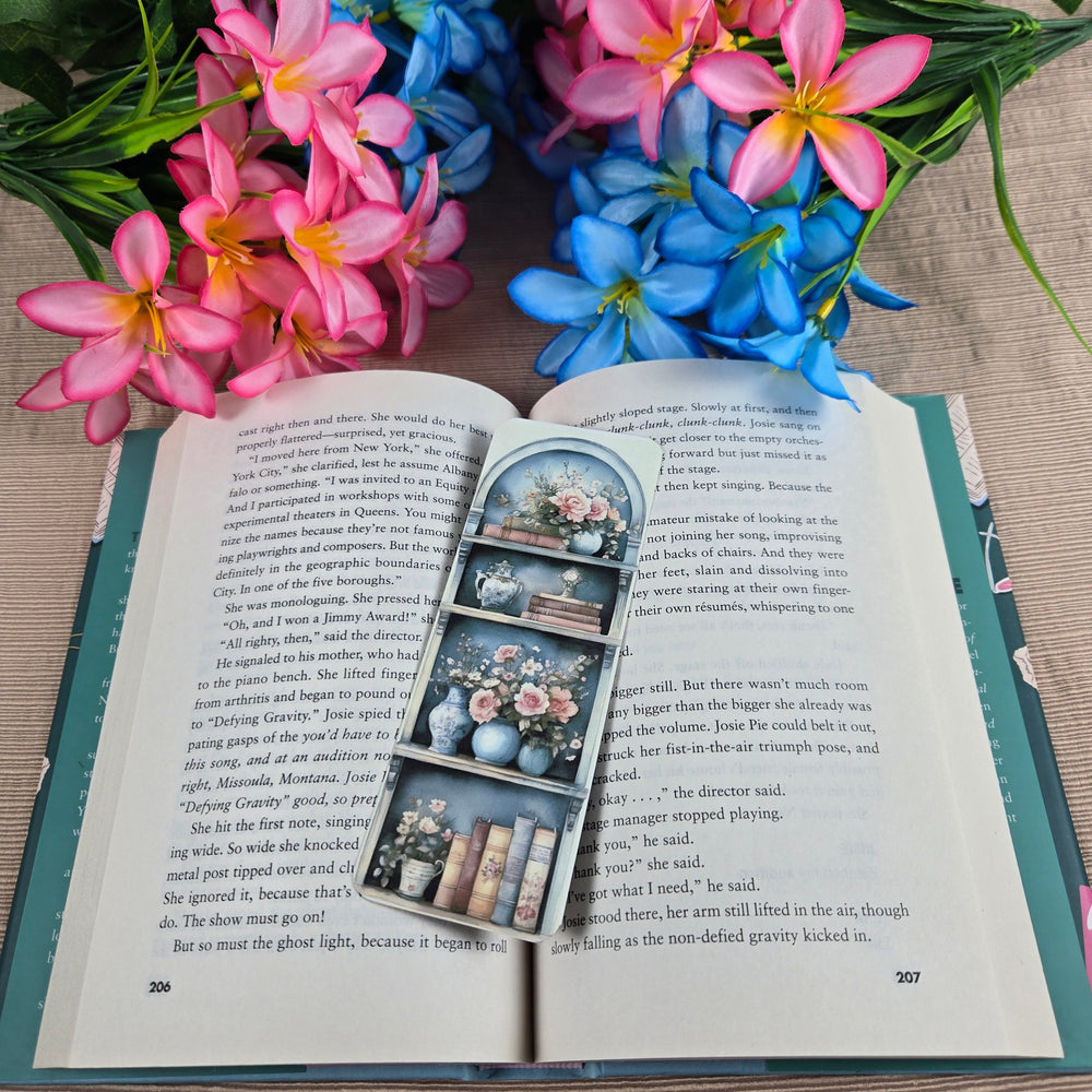 Flowers and Books on Bookshelf Bookmark (ONLINE ORDER ONLY)