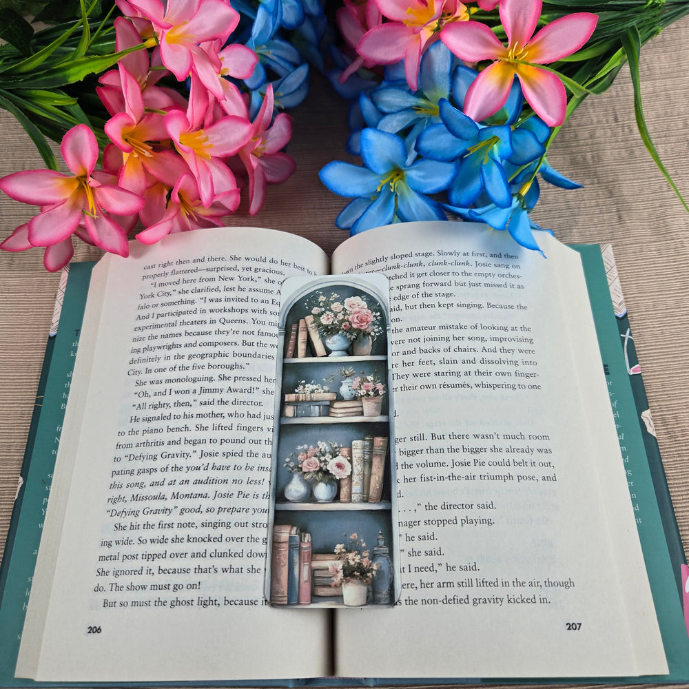 Flowers and Books on Bookshelf Bookmark (ONLINE ORDER ONLY)