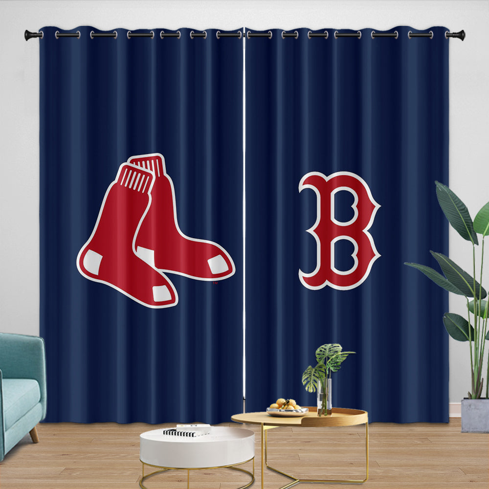 Boston Red Sox Curtains Blackout Window Drapes Room Decoration (Online Order Only)