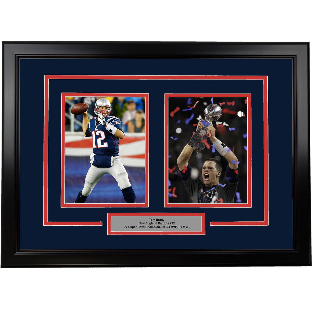 Framed Tom Brady New England Patriots 17x23 Dual Football Photo