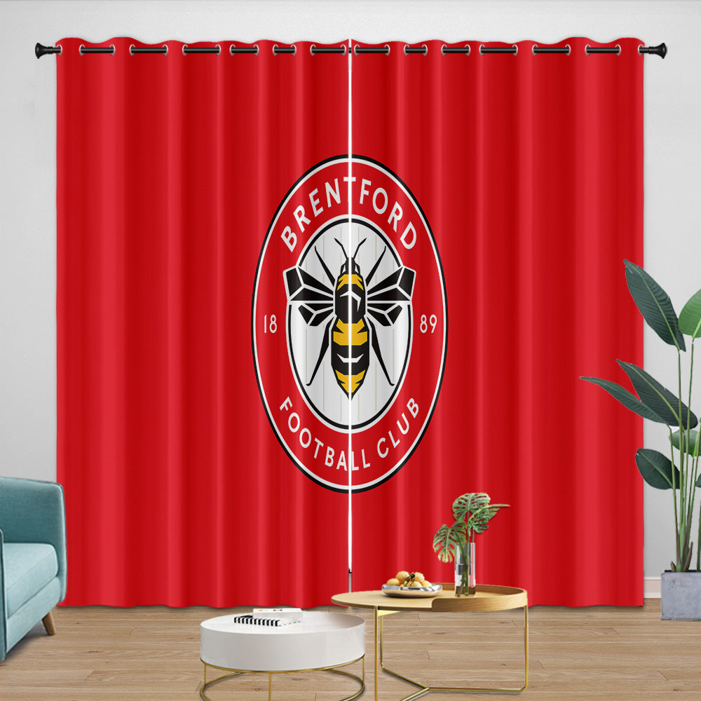 Brentford FC Curtains Blackout Window Drapes Room Decoration (Online Order Only)