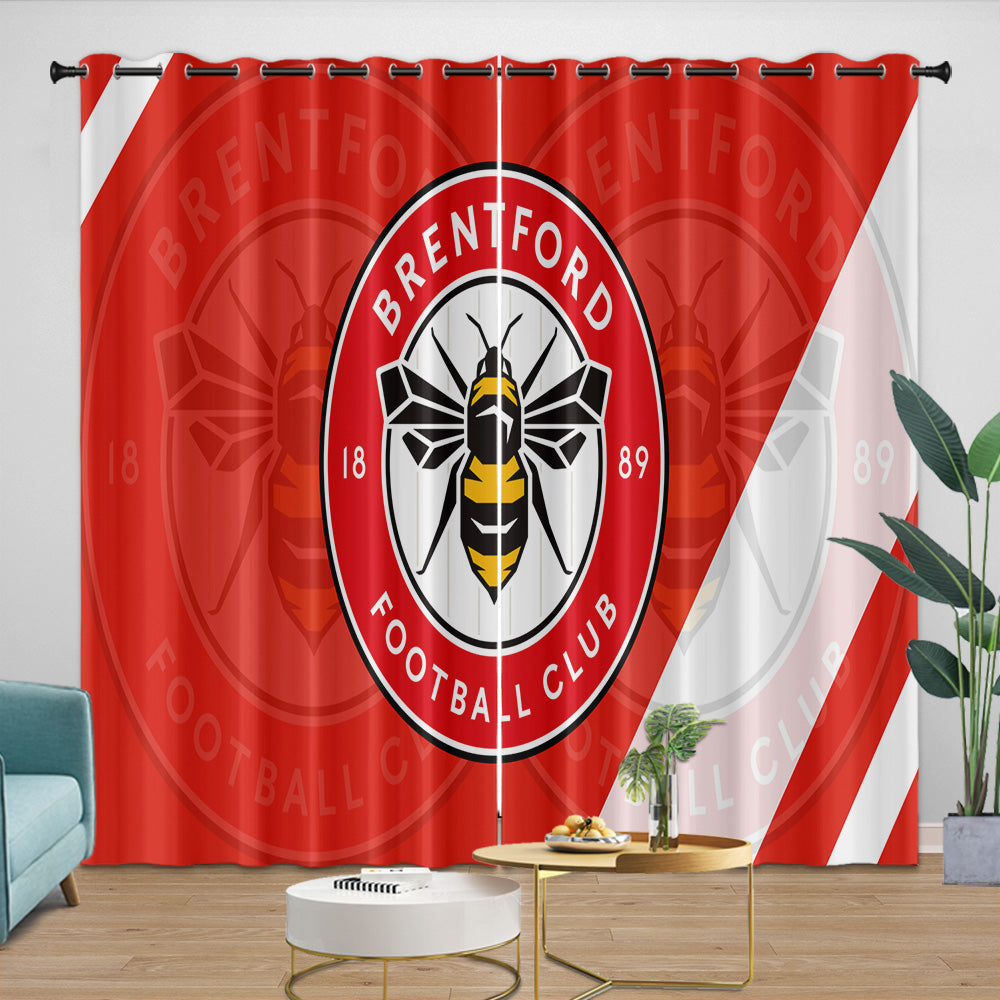 Brentford FC Curtains Blackout Window Drapes Room Decoration (Online Order Only)