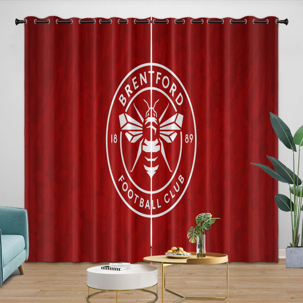 Brentford FC Curtains Blackout Window Drapes Room Decoration (Online Order Only)