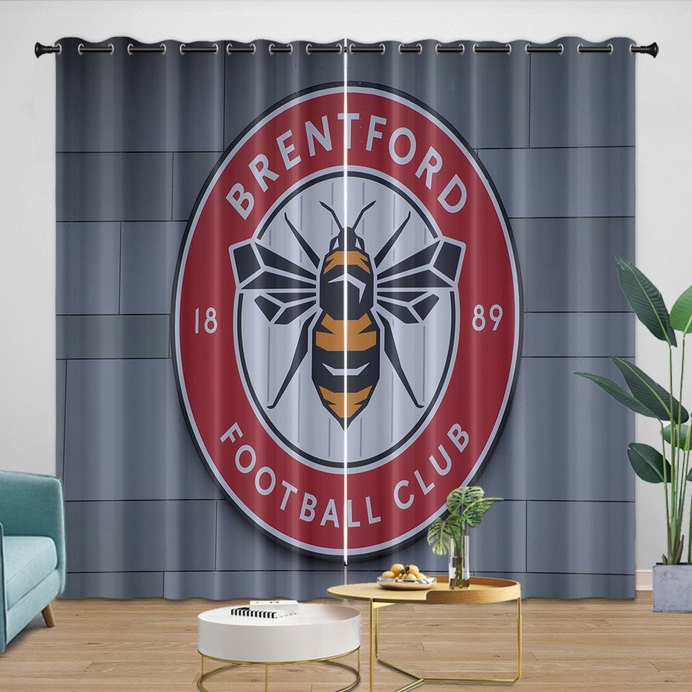 Brentford FC Curtains Blackout Window Drapes Room Decoration (Online Order Only)