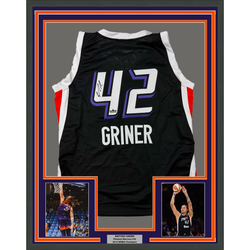 Framed Facsimile Autographed Brittney Griner 35x39 Phoenix Black Reprint Laser Auto Basketball Jersey (ONLINE ORDER ONLY)