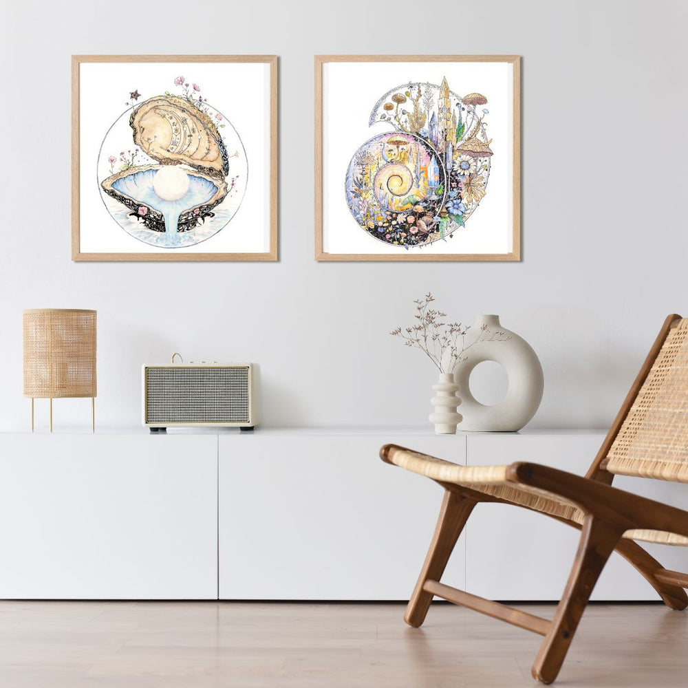 Pearl of Wisdom - Oyster Shell 10x10", 5x7" Art Print with Poem (ONLINE ORDER ONLY)