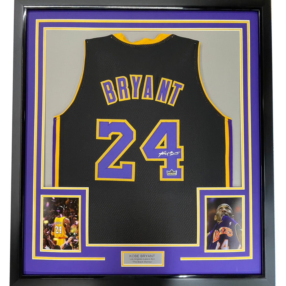 Framed Facsimile Autographed Kobe Bryant 35x39 #24 Los Angeles LA Black Reprint Laser Auto Basketball Jersey Size Men's XL (ONLINE ORDER ONLY)