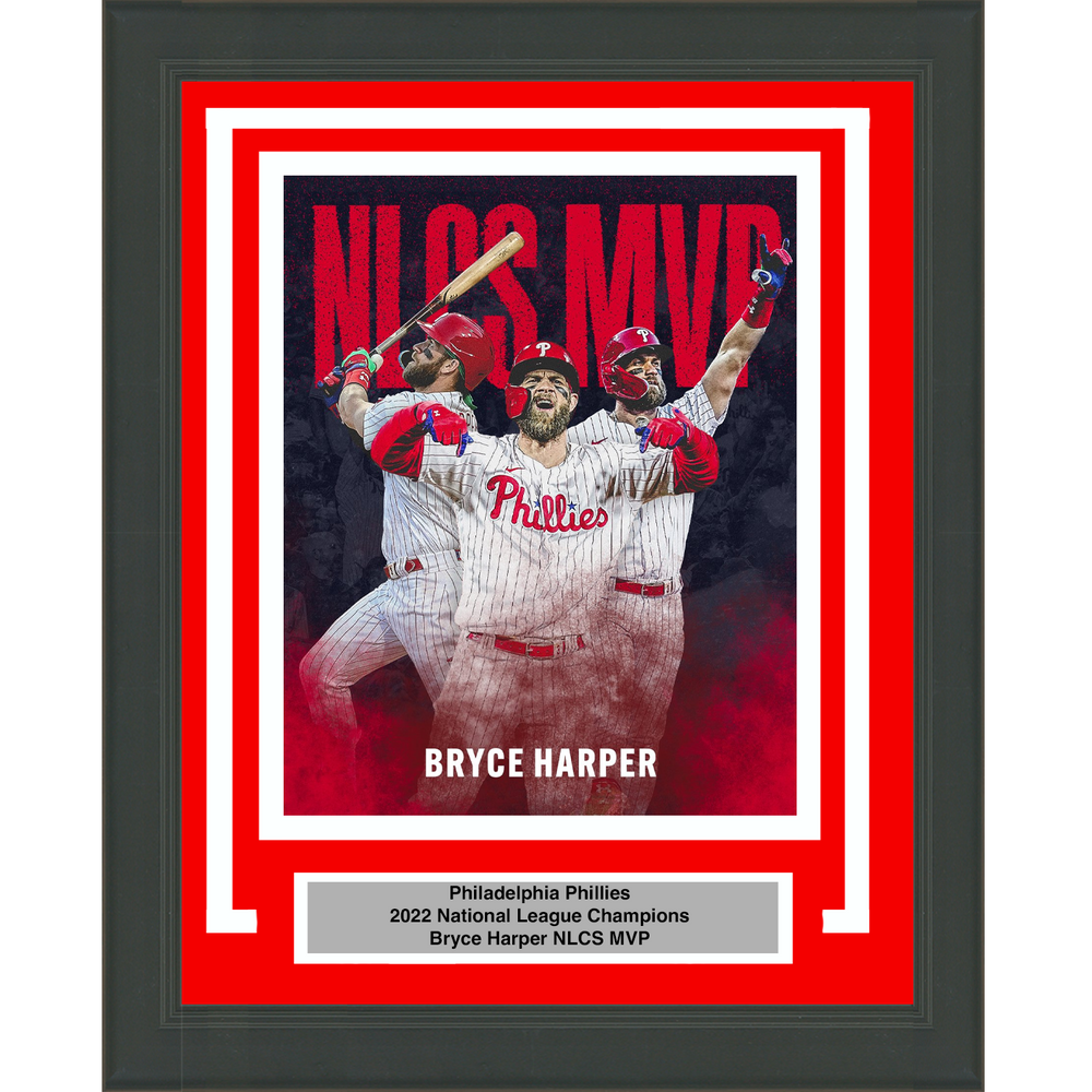 Framed Philadelphia Phillies 2022 NLCS National League Champions Bryce Harper MVP 8x10 Baseball Photo