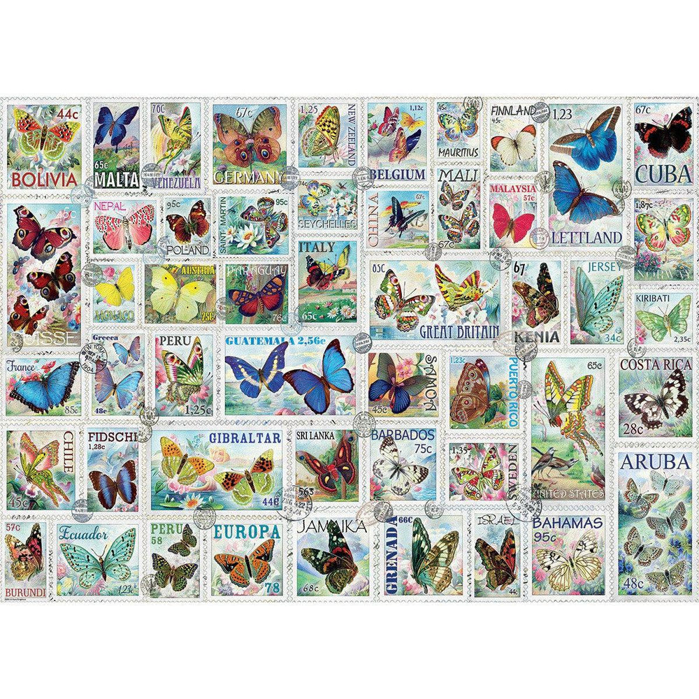 Butterflies Vintage Stamps 500 Piece Jigsaw Puzzle Eurographics (ONLINE ORDER ONLY)