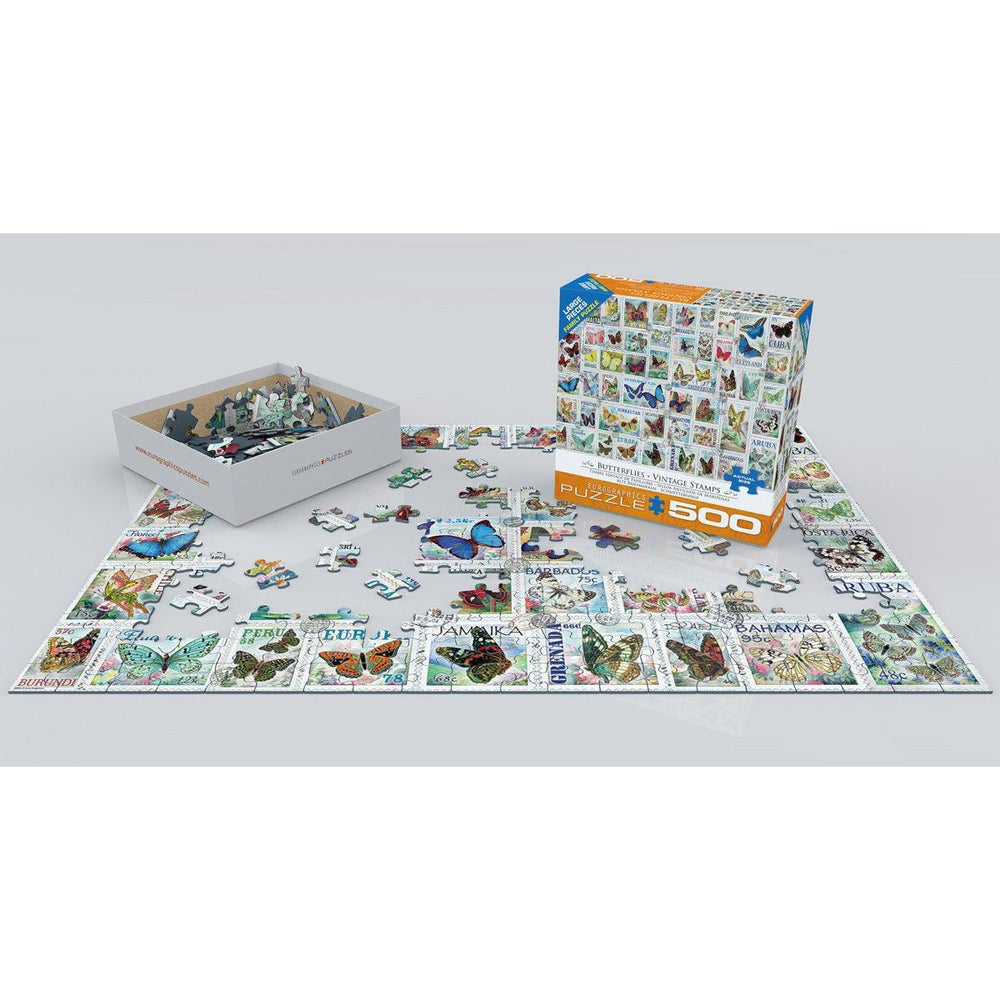 Butterflies Vintage Stamps 500 Piece Jigsaw Puzzle Eurographics (ONLINE ORDER ONLY)