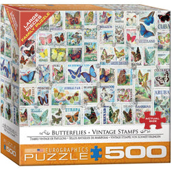Butterflies Vintage Stamps 500 Piece Jigsaw Puzzle Eurographics (ONLINE ORDER ONLY)