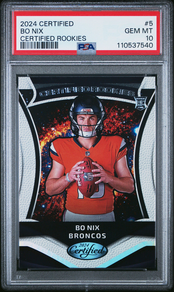 Graded 2024 Panini Certified Bo Nix #5 Certified Rookies Rookie RC Football Card PSA 10 Gem Mint