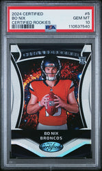 Graded 2024 Panini Certified Bo Nix #5 Certified Rookies Rookie RC Football Card PSA 10 Gem Mint