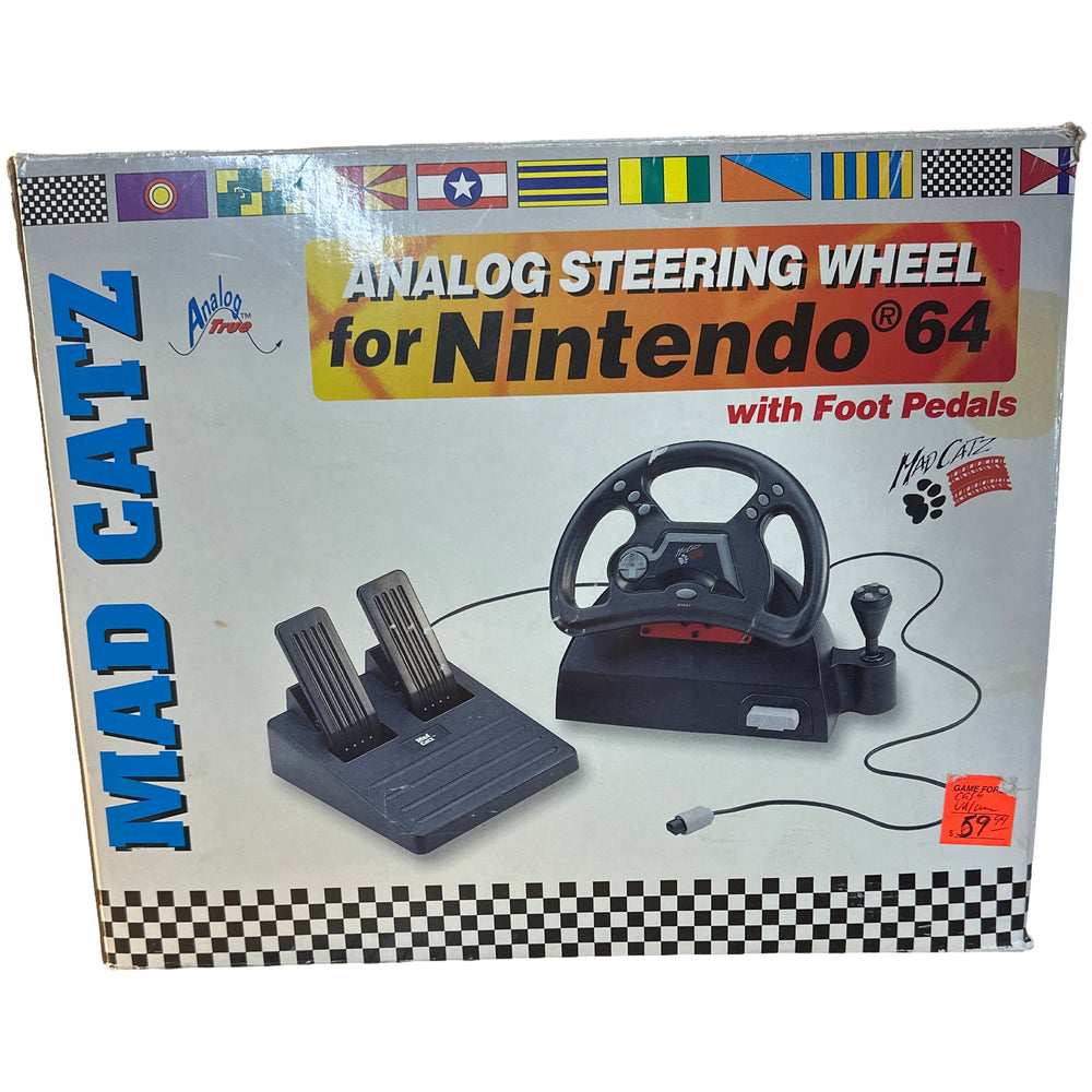 N64 RARE Original Vintage 1996 Mad Catz - Analog Steering Wheel w/Foot Pedals (Online Order Only)