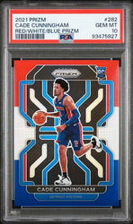 Graded 2021 Panini Prizm Cade Cunningham #282 Red White Blue Prizm Rookie RC Basketball Card PSA 10 Gem Mint