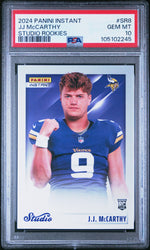 Graded 2024 Panini Instant JJ McCarthy #SR8 Studio Rookies /1672 Rookie RC Football Card PSA 10 Gem Mint (ONLINE ORDER ONLY)