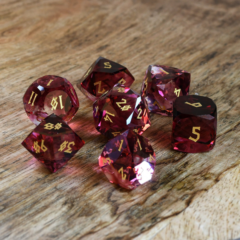 Strawberry Multifaceted Glass Dice Set (ONLINE ORDER ONLY)