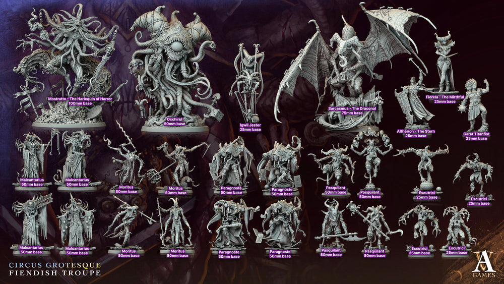 3D Printed Archvillain Games Pasquilant Circus Grotesque Fiendish Troupe 28 32mm D&D (Online Only)