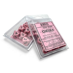 CHX25264 Pink Pastel Dice with Black Numbers D10 Aprox 16mm (5/8in) Set of 10 (ONLINE ORDER ONLY)