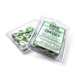 CHX25265 Green Pastel Dice with Black Numbers D10 Aprox 16mm (5/8in) Set of 10 (ONLINE ORDER ONLY)