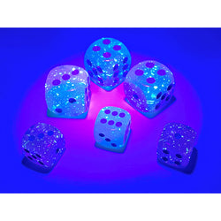 CHX26664 Gel Green and Pink Gemini Luminary Dice with Blue Pips D6 16mm (5/8in) Pack of 12 (ONLINE ORDER ONLY)
