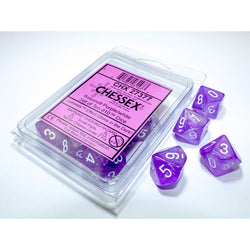 CHX27377 Purple Borealis Dice Luminary White Numbers D10 16mm (5/8in) Pack of 10 (ONLINE ORDER ONLY)
