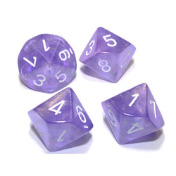 CHX27377 Purple Borealis Dice Luminary White Numbers D10 16mm (5/8in) Pack of 10 (ONLINE ORDER ONLY)