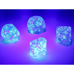 CHX27377 Purple Borealis Dice Luminary White Numbers D10 16mm (5/8in) Pack of 10 (ONLINE ORDER ONLY)