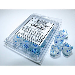 CHX27381 Icicle Borealis Dice Luminary Light Blue Numbers D10 16mm (5/8in) Pack of 10 Chessex (ONLINE ORDER ONLY)