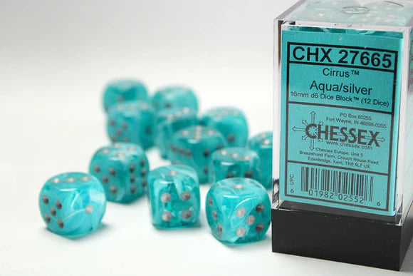 Chessex: D6 Cirrus™ Dice set - 16MM (ONLINE ORDER ONLY)