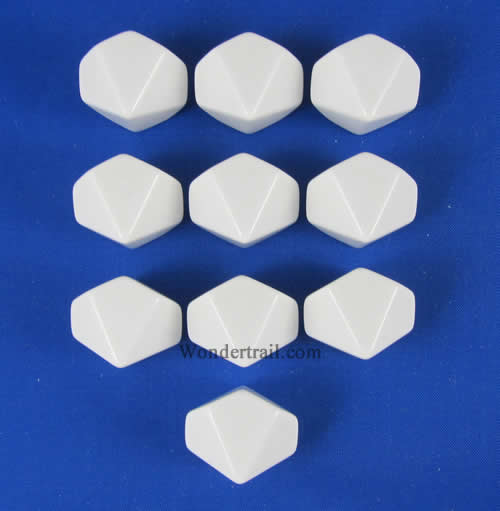 CHX29036 White Blank Dice with No Pips D20 16mm (5/8in) Pack of 10 (ONLINE ORDER ONLY)