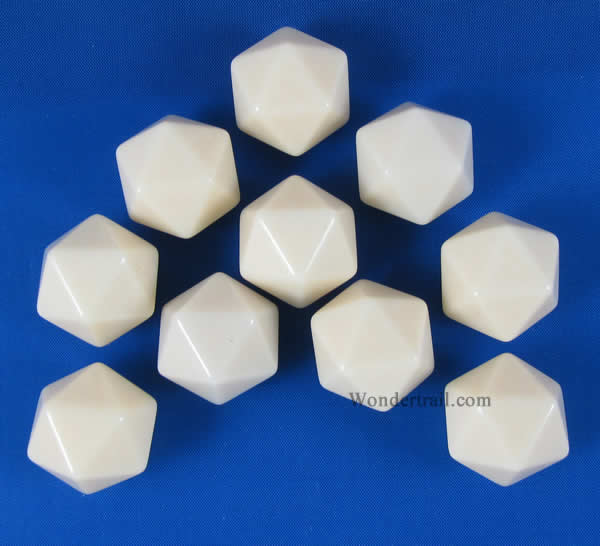 CHX29046 Ivory Blank Dice with No Pips D20 16mm (5/8in) Pack of 10 (ONLINE ORDER ONLY)