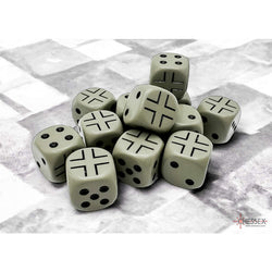 CHX29061 Dark Grey Germany War Dice with Black Pips 16mm (5/8in) Pack of 12 (ONLINE ORDER ONLY)