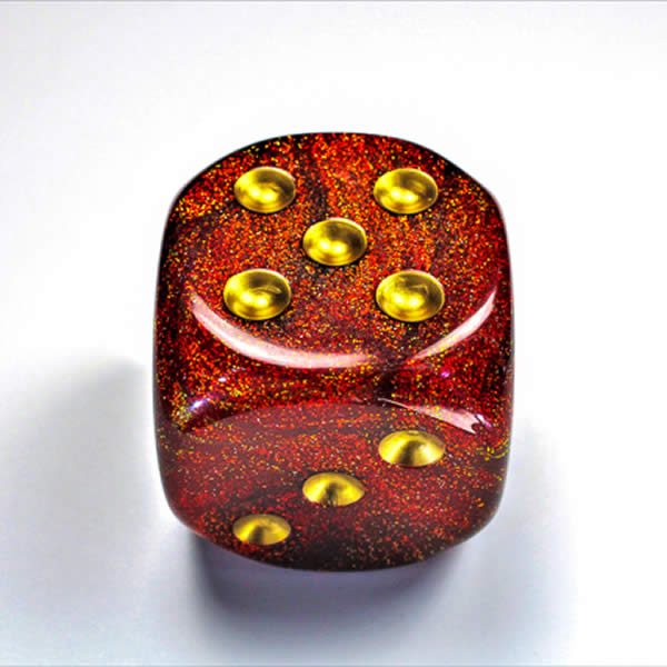 CHXDR5004 Ruby Glitter Die with Gold Pips D6 50mm (1.97in) Pack of 1 (ONLINE ORDER ONLY)