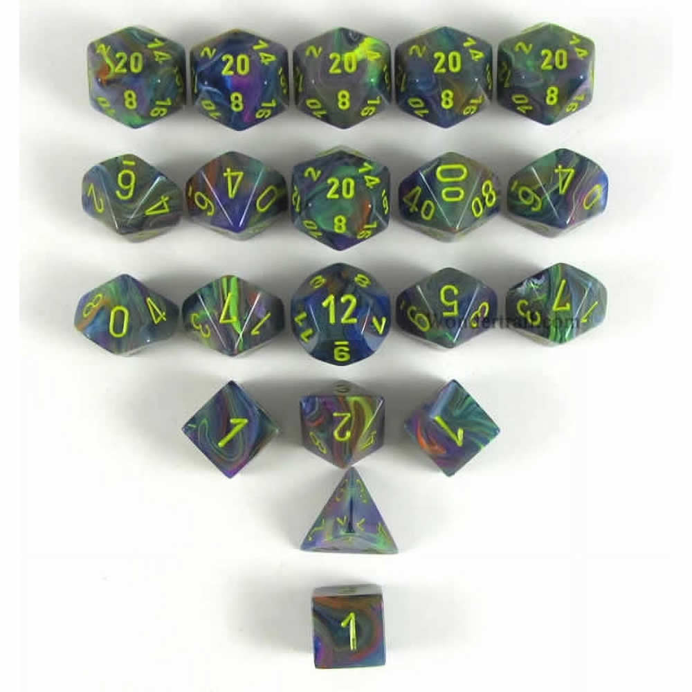 CHXLE884 Rio Festive Dice with Yellow Numbers 16mm (5/8in) Pack of 20 (ONLINE ORDER ONLY)