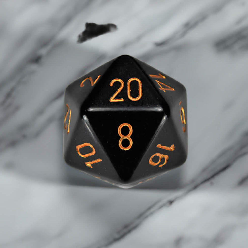 CHXXQ2028 Black Opaque Die Gold Numbers D20 34mm (1.34in) Pack of 1 (ONLINE ORDER ONLY)