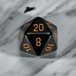 CHXXQ2028 Black Opaque Die Gold Numbers D20 34mm (1.34in) Pack of 1 (ONLINE ORDER ONLY)