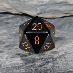 CHXXQ2028 Black Opaque Die Gold Numbers D20 34mm (1.34in) Pack of 1 (ONLINE ORDER ONLY)
